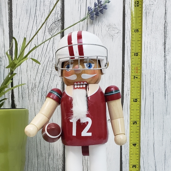 Wooden 9" Nutcracker w/ Helmet & Holding Football - Picture 8 of 9